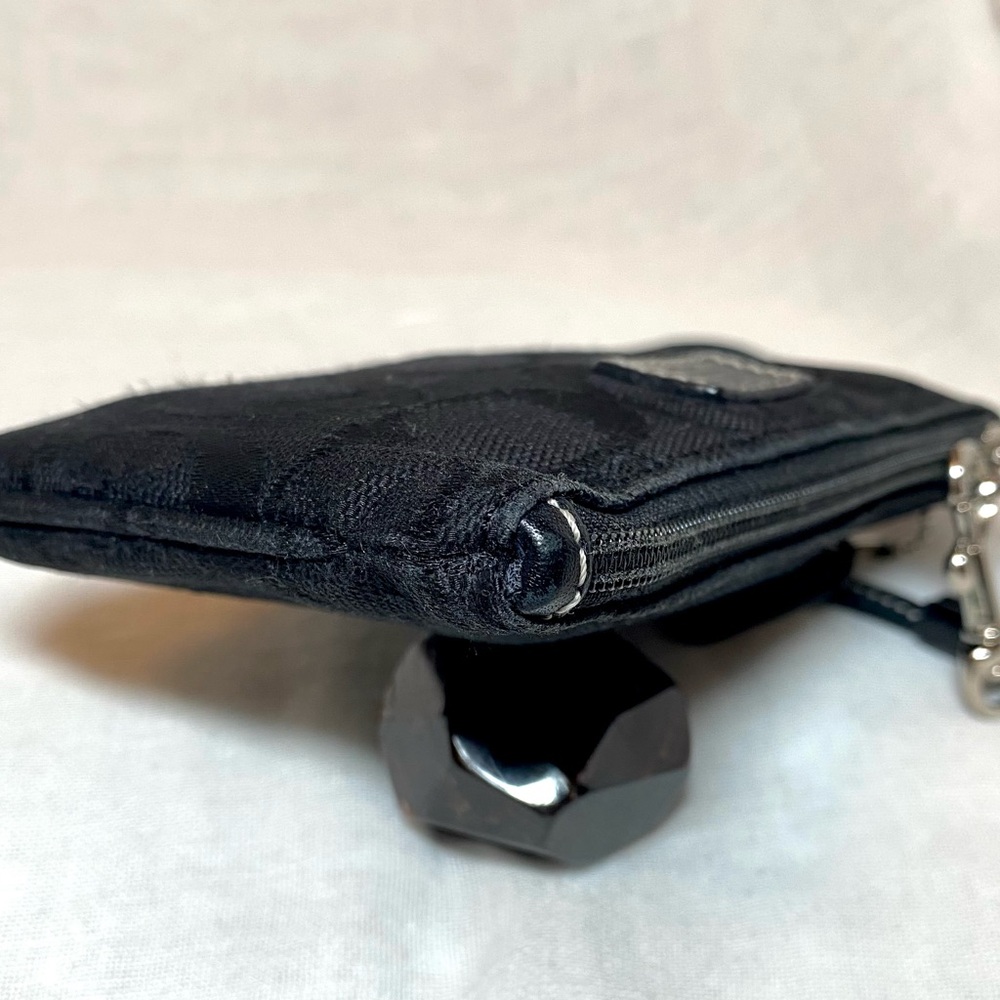 Coach Black Signature Jacquard Wristlet - Picture 7 of 12